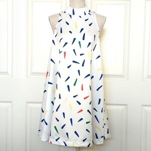 EDIT | White High Neck Bright Spatter Dress